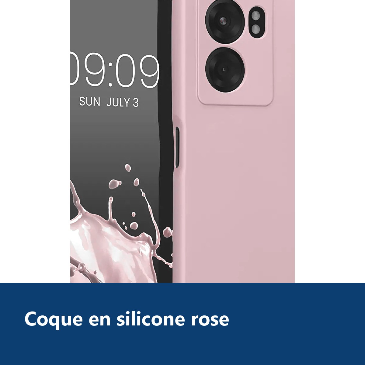Vue de détail – Coque Silicone Couleur Rose Pour Oppo A77 5G / A57 5G