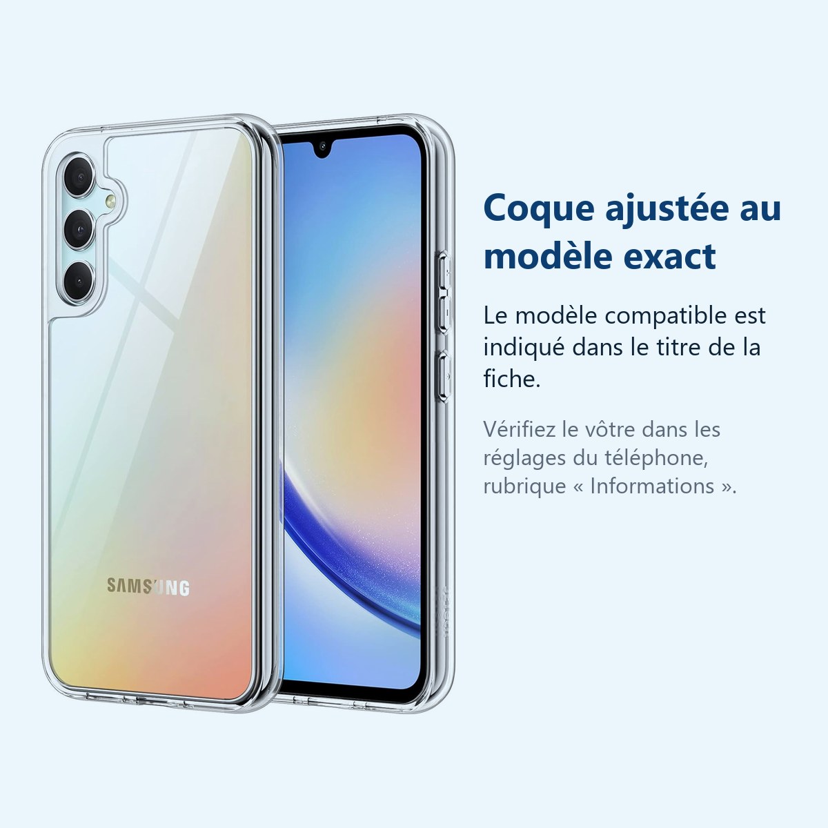 Accessoire ajusté au modèle exact – Coque Transparente pour Samsung Galaxy A34 5G (6,6 pouces)