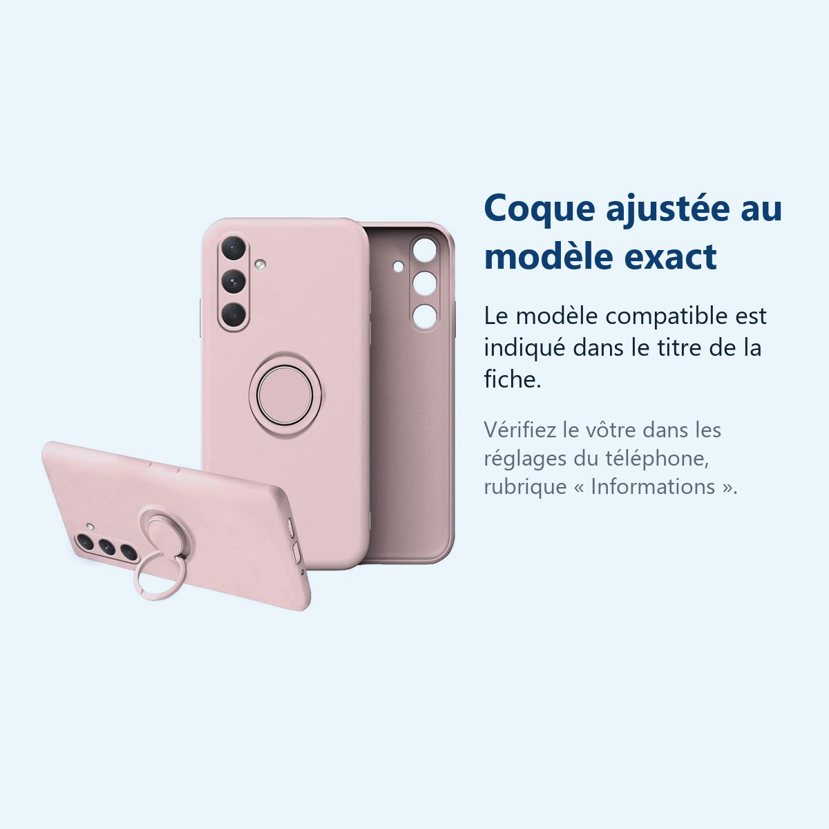 Accessoire ajusté au modèle exact – Coque Silicone Pour Samsung Galaxy S23 FE Couleur Rose Avec Anneau Support