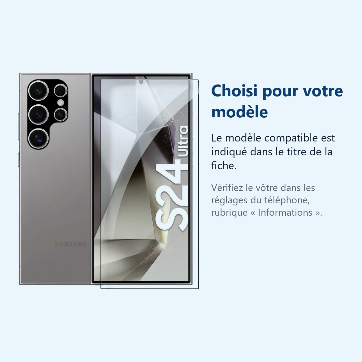 Accessoire ajusté au modèle exact – Verre Trempe et Protection Camera Arriere Pour Samsung Galaxy S24 Ultra
