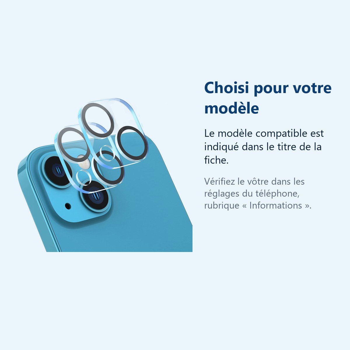 Accessoire ajusté au modèle exact – Lot de 2 Protections Caméra Arrière en Verre Trempé pour Apple iPhone 13 Mini –