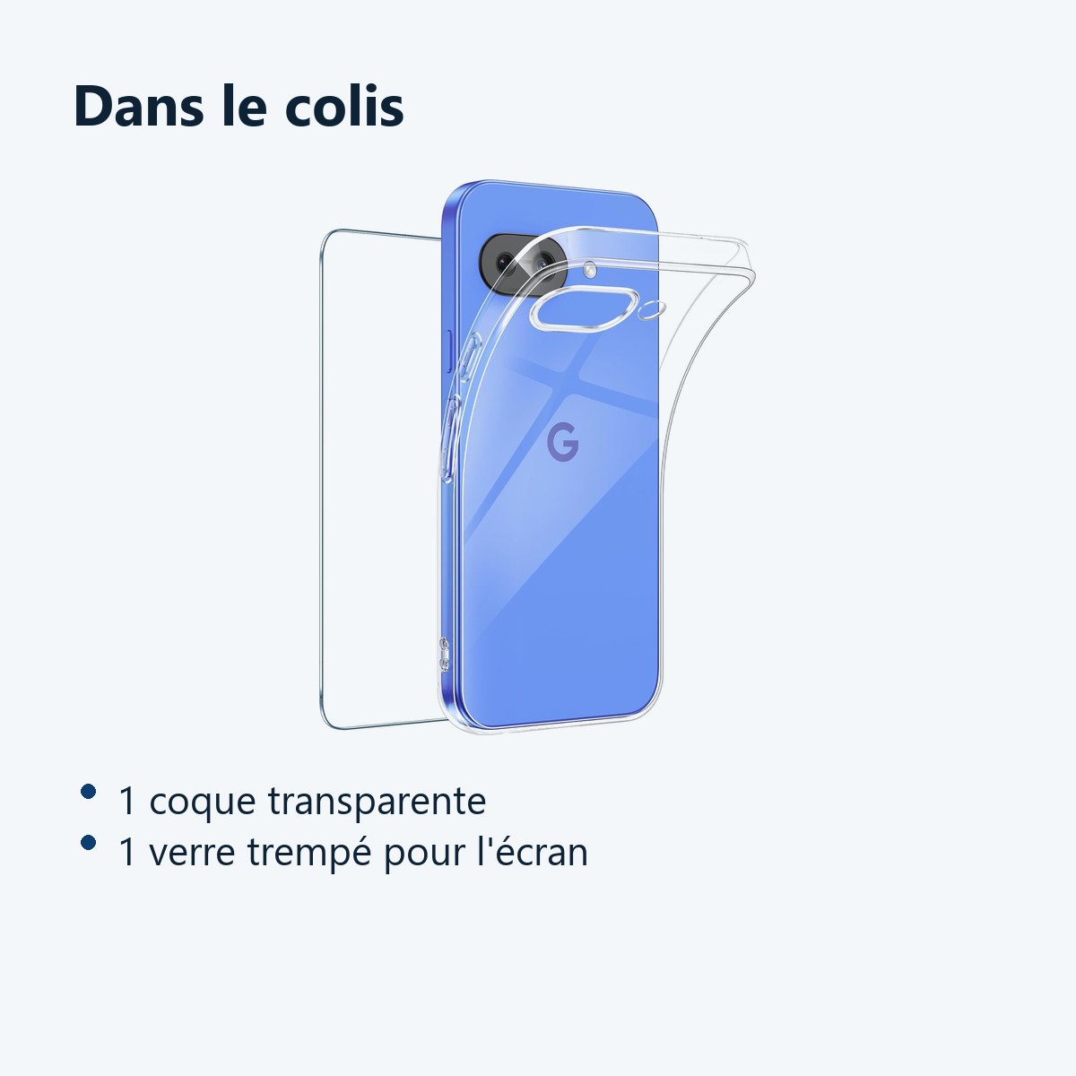 Contenu du colis – Coque Silicone Transparente + Verre Trempe Pour Google Pixel 10a