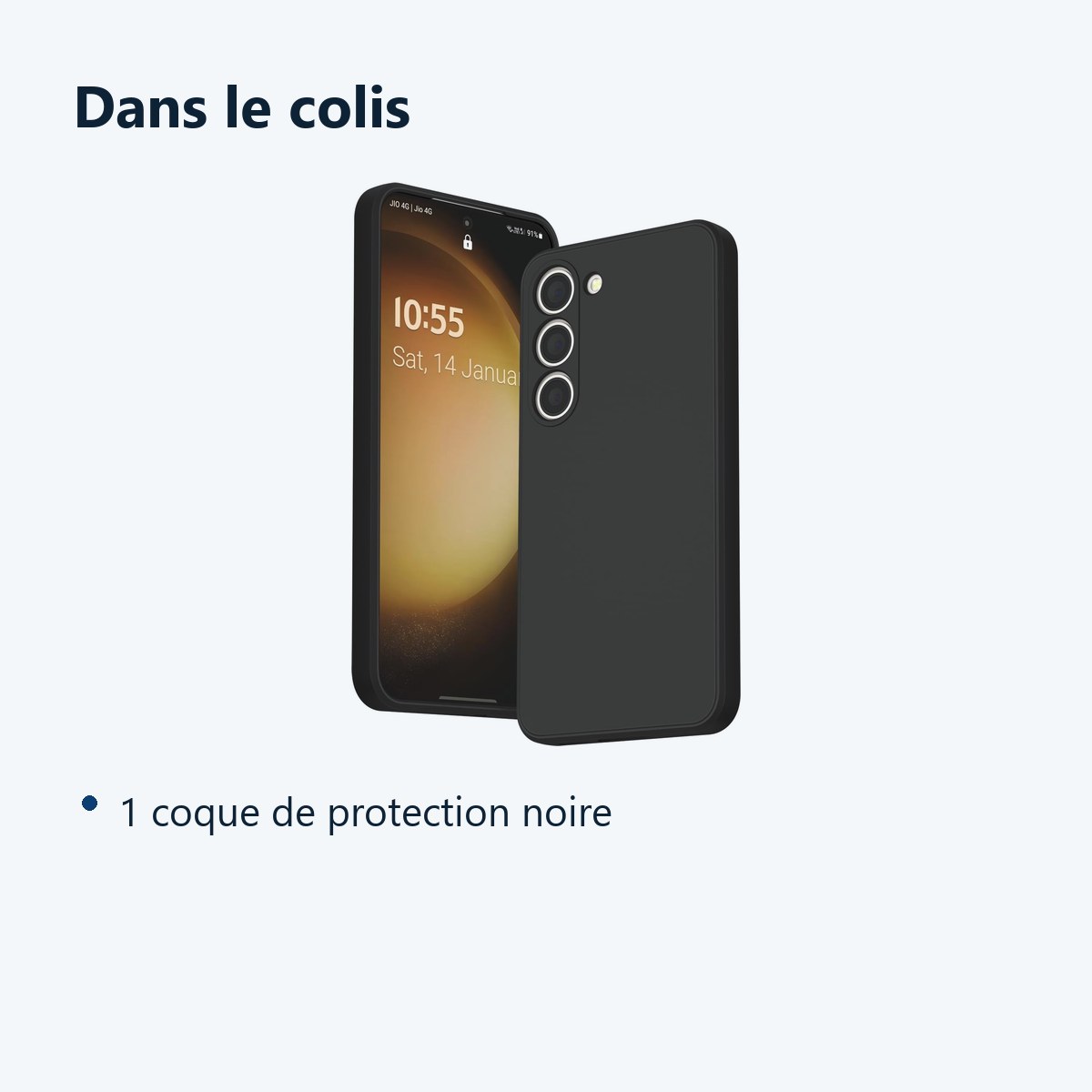 Contenu du colis – Coque Noir pour Samsung Galaxy S23 (6,1 pouces)