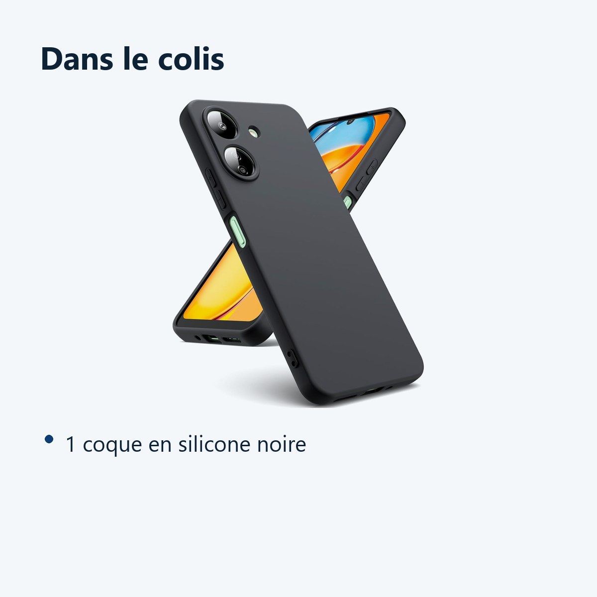 Contenu du colis – Coque Pour Xiaomi Redmi 13C / Poco C65 Silicone Noir