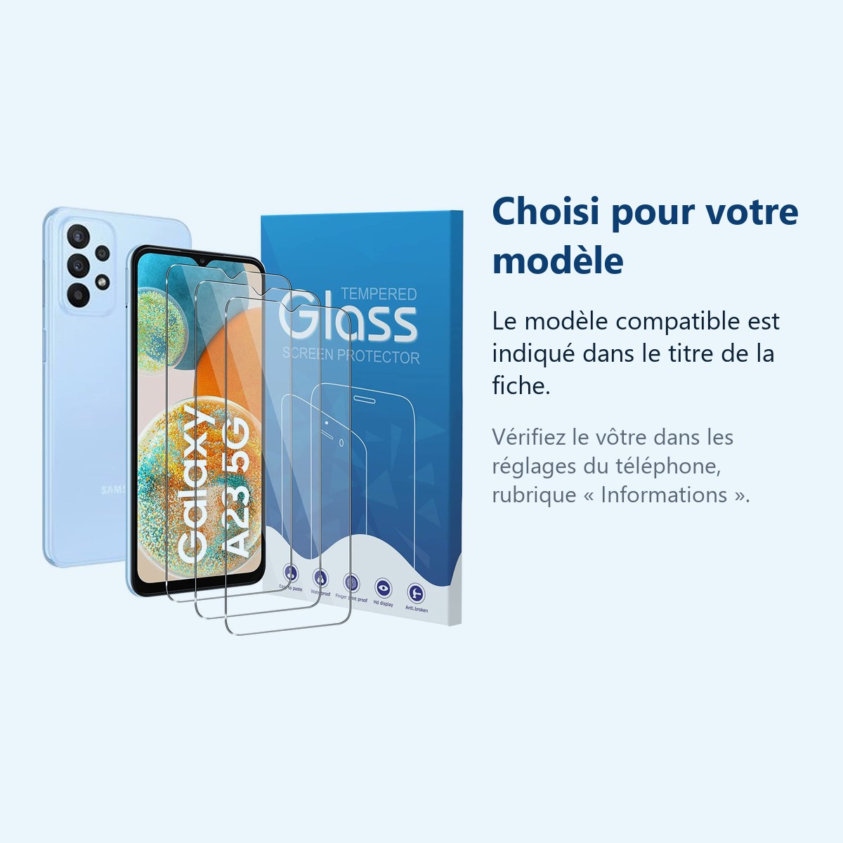 Accessoire ajusté au modèle exact – Verres Trempes X3 Pour Samsung A23 5G