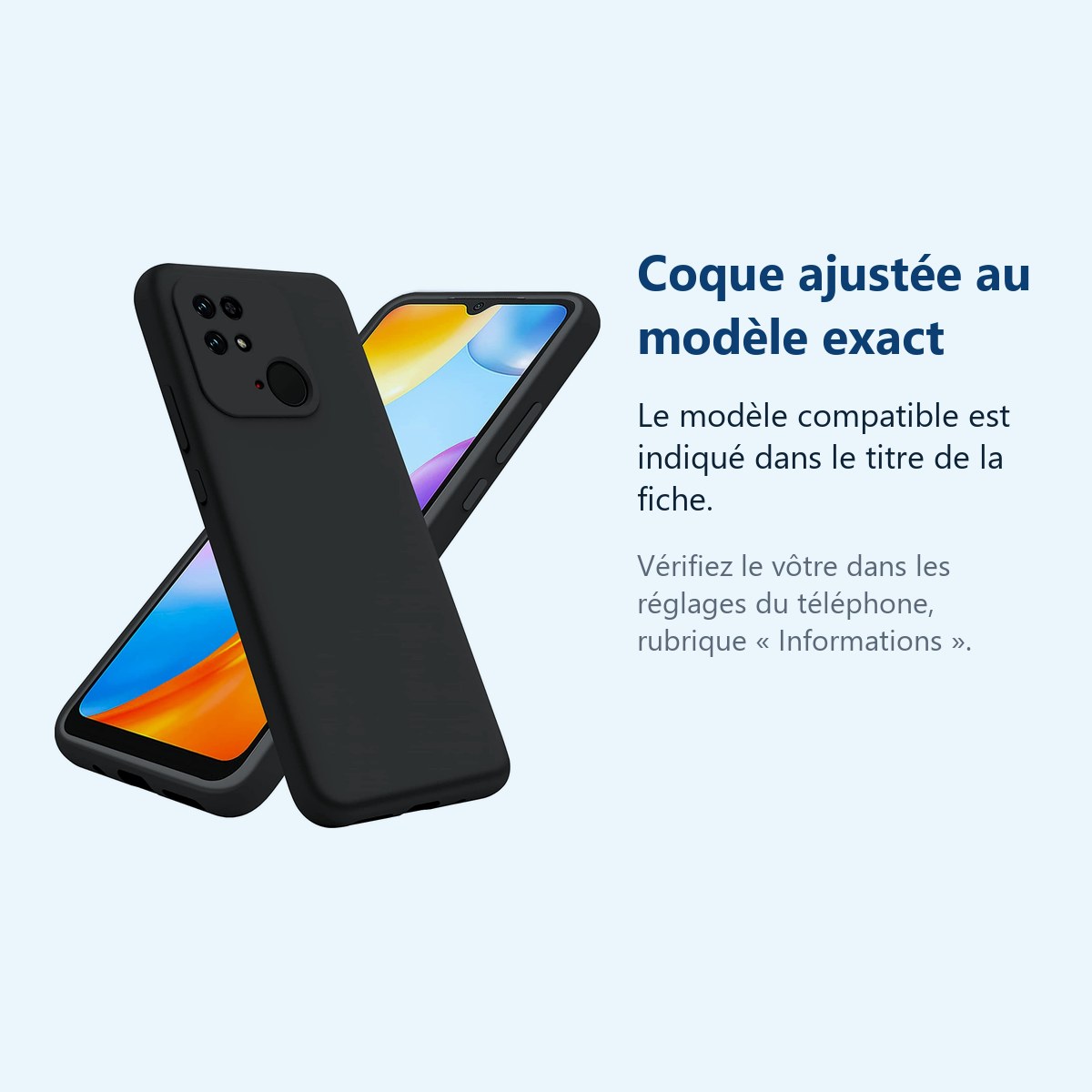 Accessoire ajusté au modèle exact – Coque Pour Xiaomi Redmi 10C Silicone Noir