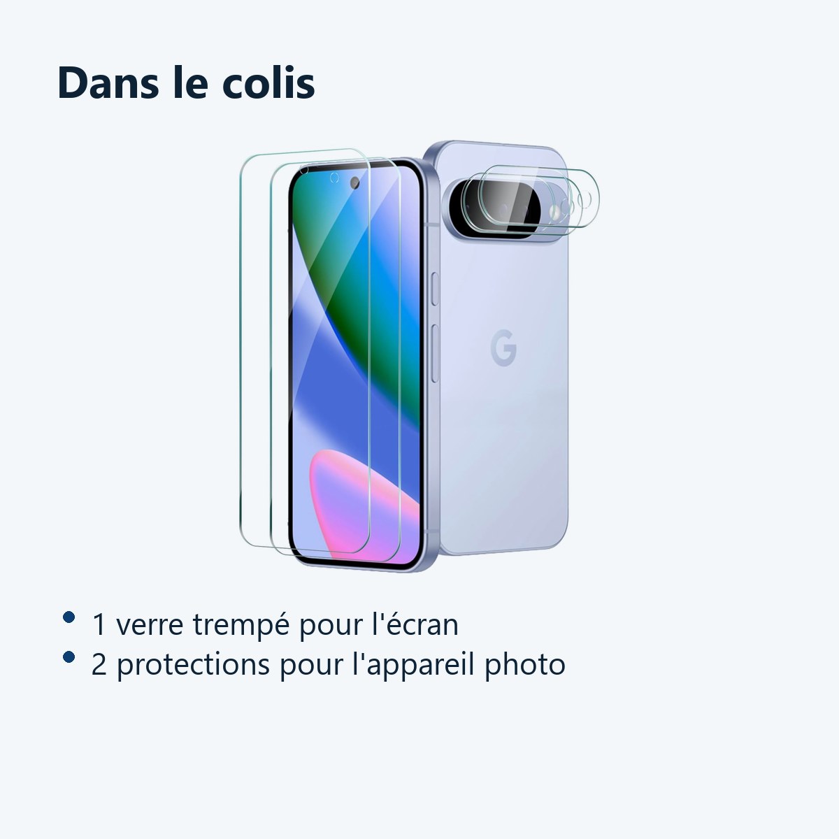 Contenu du colis – Verre Trempe et Protection Camera Arriere X2 Pour Pixel 10