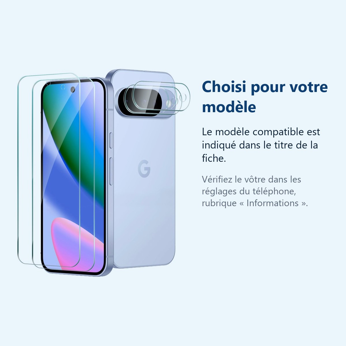 Accessoire ajusté au modèle exact – Verre Trempe et Protection Camera Arriere X2 Pour Pixel 10