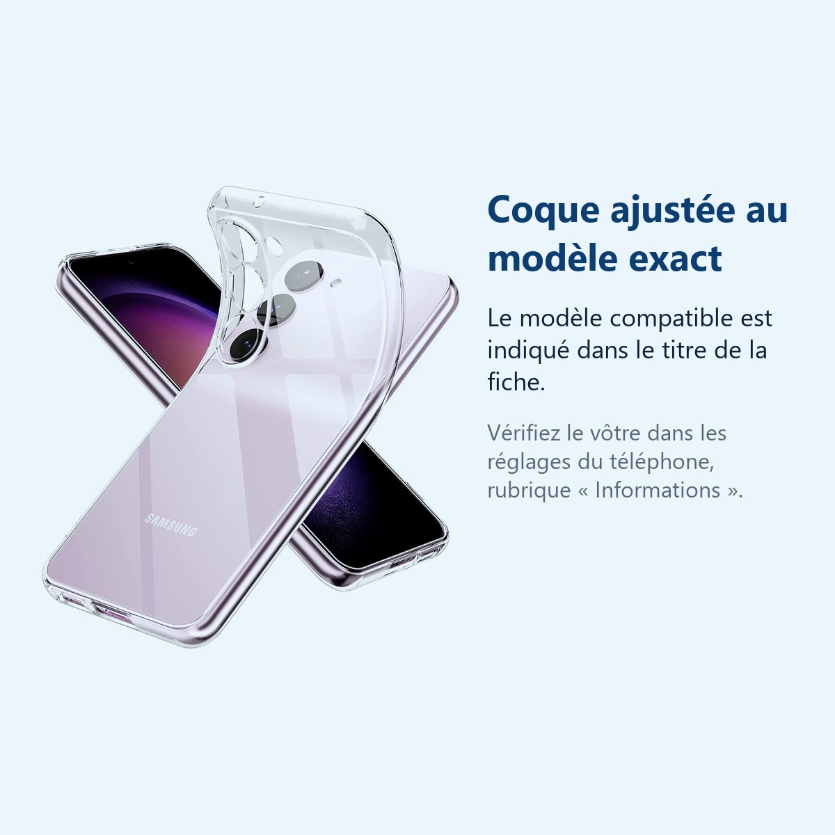 Accessoire ajusté au modèle exact – Coque Silicone Transparente Pour Samsung Galaxy S23 Plus 5G