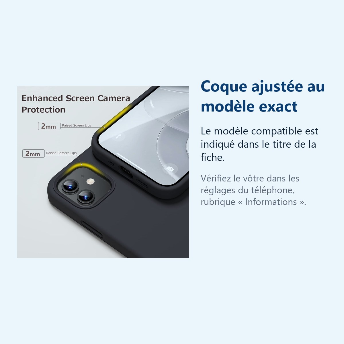 Accessoire ajusté au modèle exact – Coque Noir pour iPhone 12 Mini (5,4 pouces)