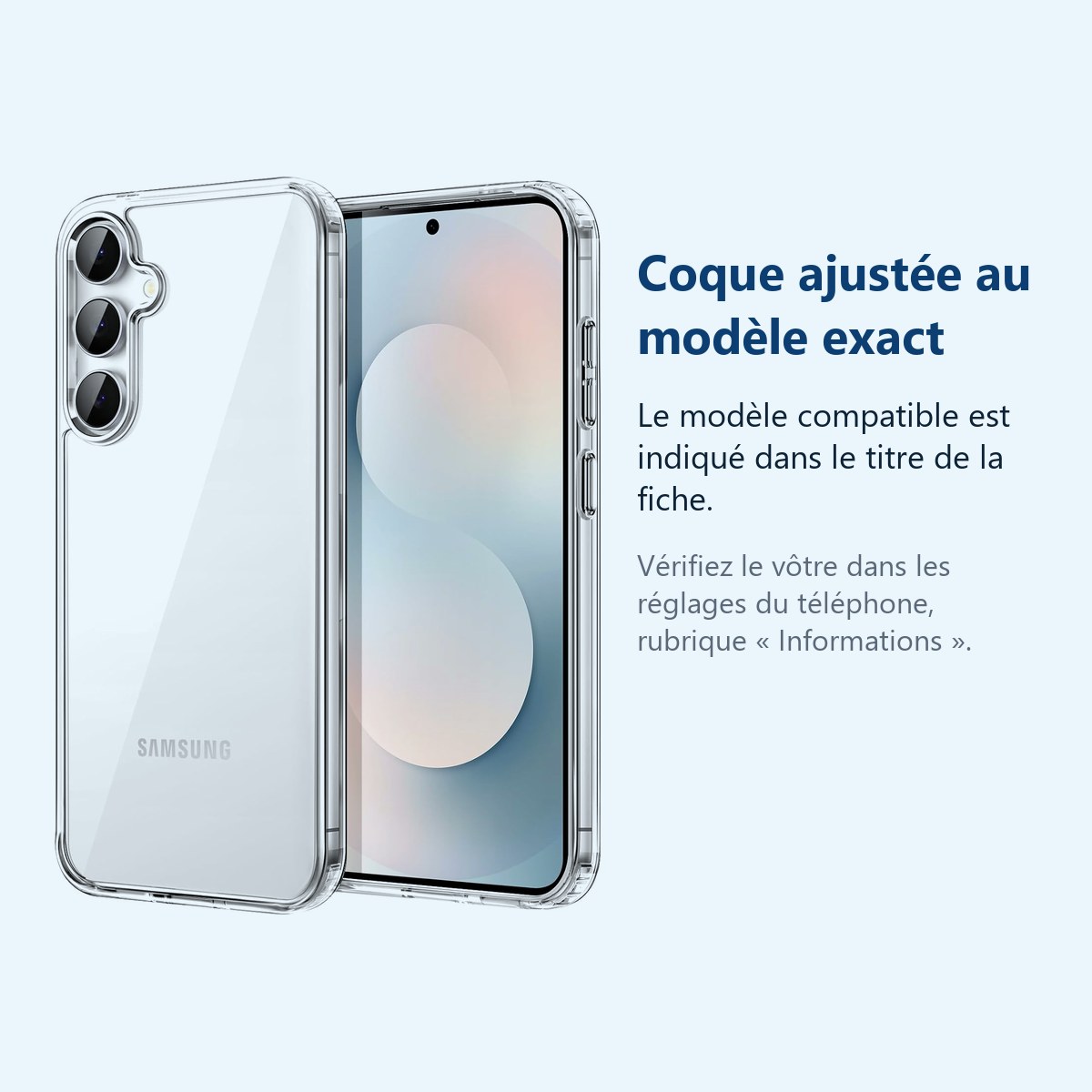 Accessoire ajusté au modèle exact – Coque Silicone Transparente Pour Samsung Galaxy S25 FE