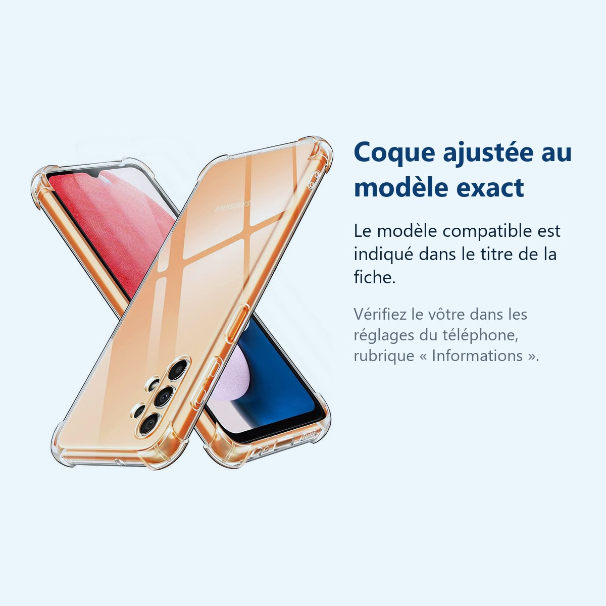 Accessoire ajusté au modèle exact – Coque Pour Samsung Galaxy A13 4G Silicone 4 Coins Renforces