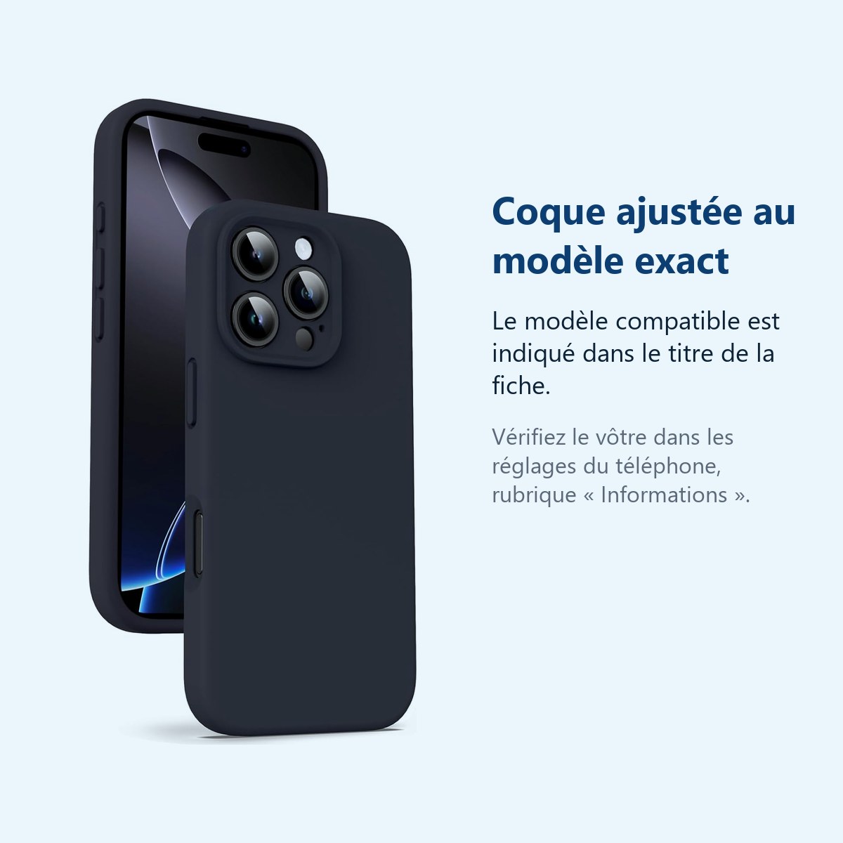 Accessoire ajusté au modèle exact – Coque Pour iPhone 16 Pro Silicone Noir