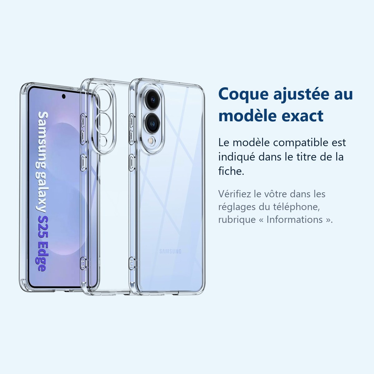 Accessoire ajusté au modèle exact – Coque Silicone Transparente Pour Samsung Galaxy S25 Edge