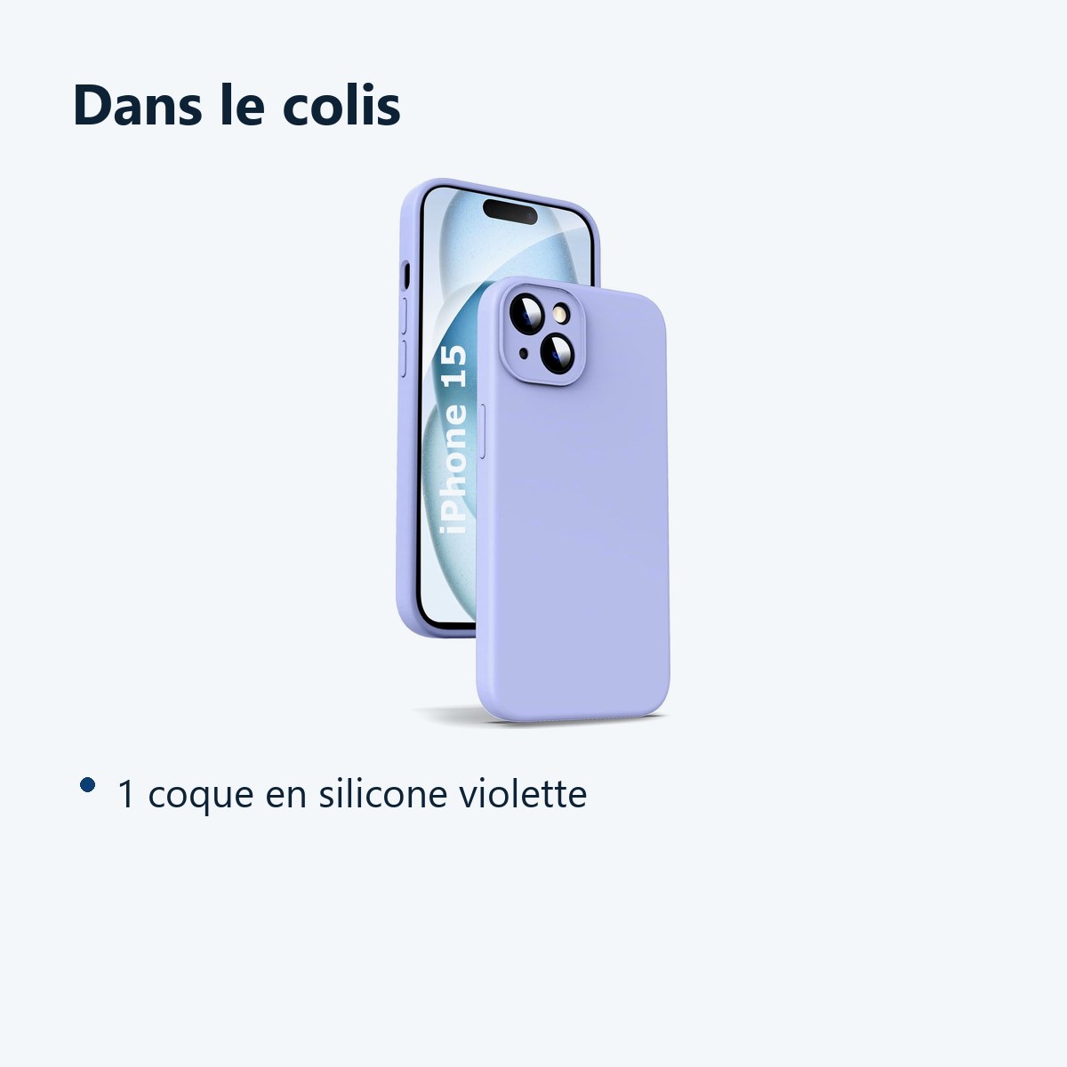 Contenu du colis – Coque Silicone Violet Pour iPhone 15