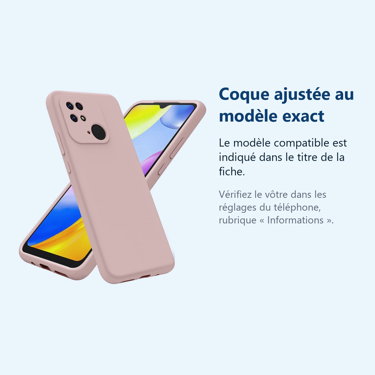 Accessoire ajusté au modèle exact – Coque Pour Xiaomi Redmi 10C Silicone Rose