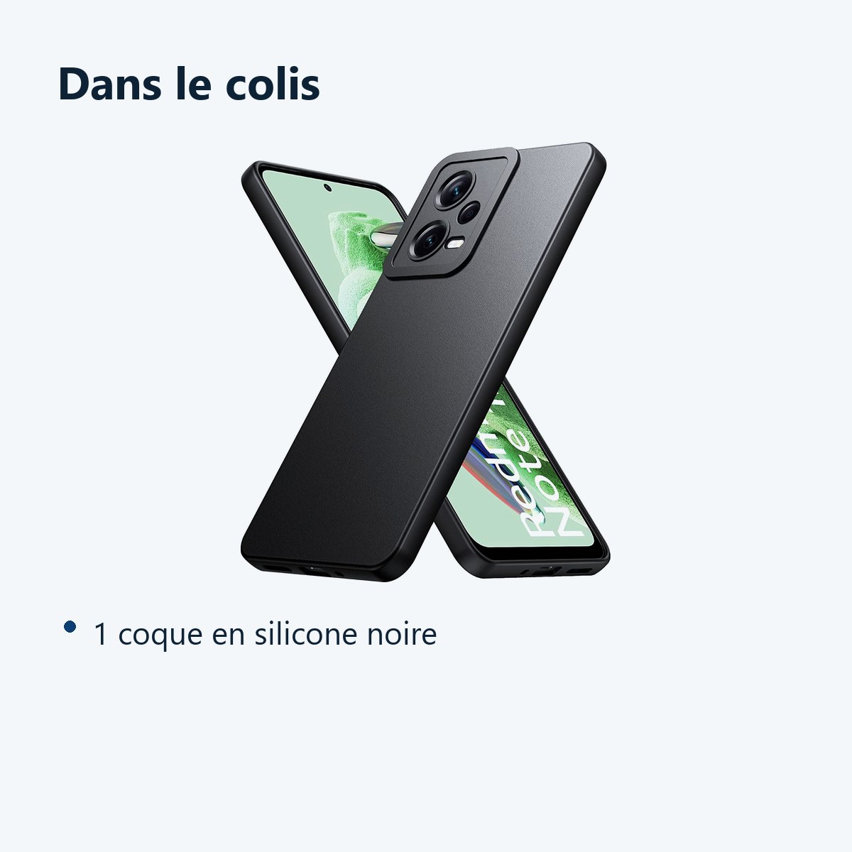 Contenu du colis – Coque Silicone Noir Pour Xiaomi Redmi Note 12 5G