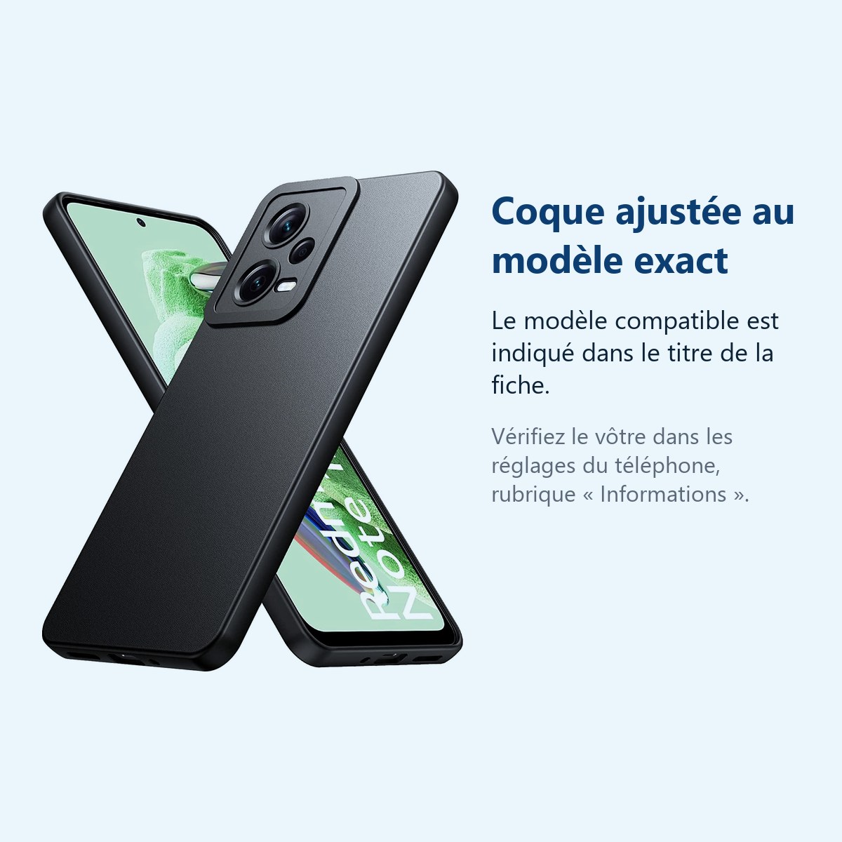 Accessoire ajusté au modèle exact – Coque Silicone Noir Pour Xiaomi Redmi Note 12 5G