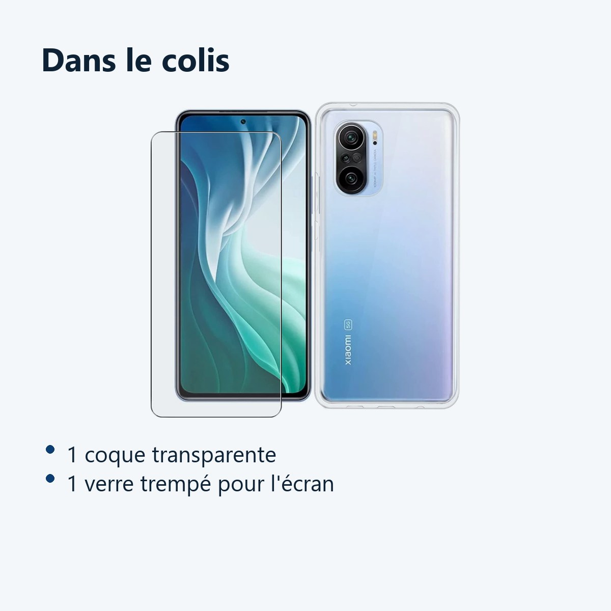 Contenu du colis – Coque Silicone Transparente + Verre Trempe Pour Xiaomi Mi 11i