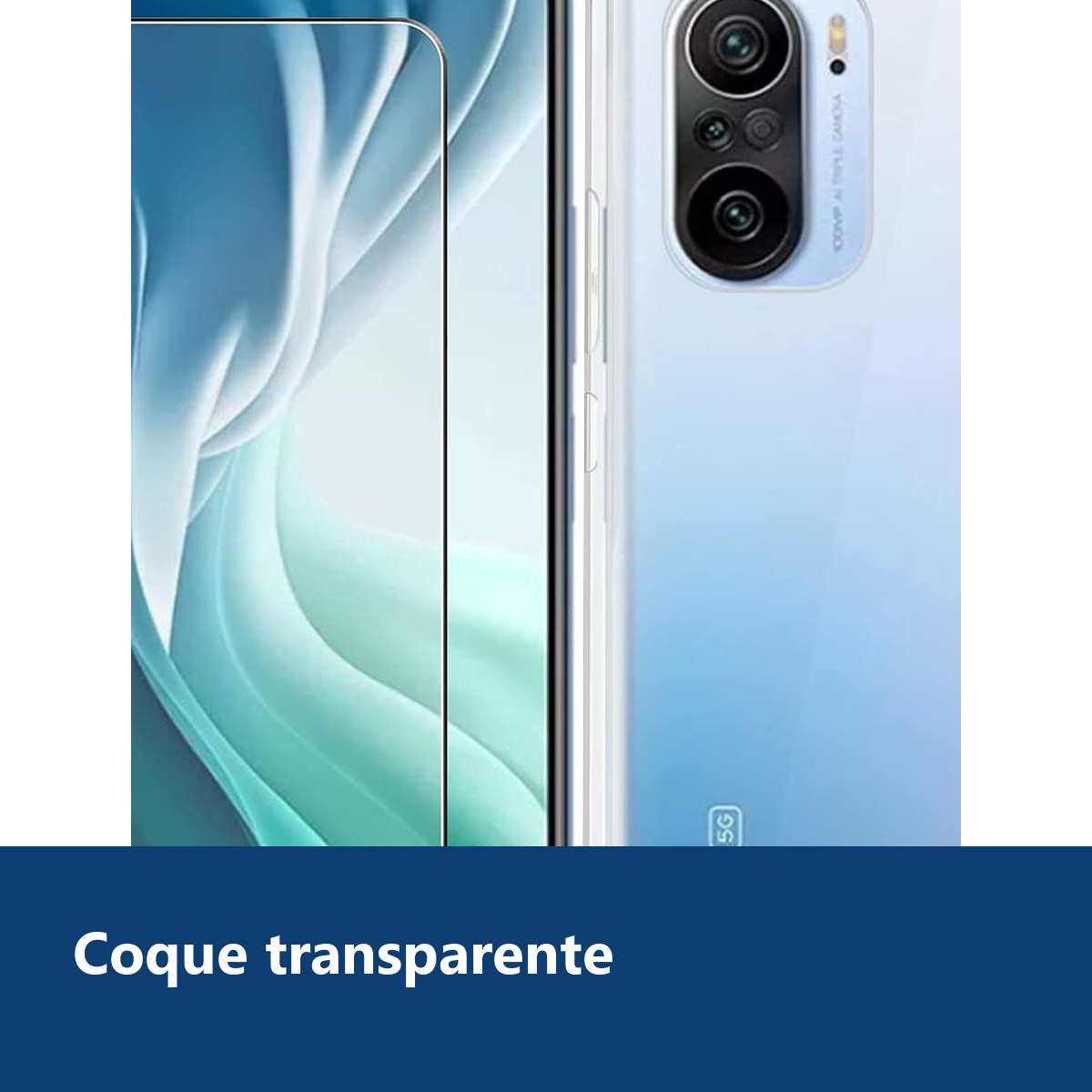 Vue de détail – Coque Silicone Transparente + Verre Trempe Pour Xiaomi Mi 11i