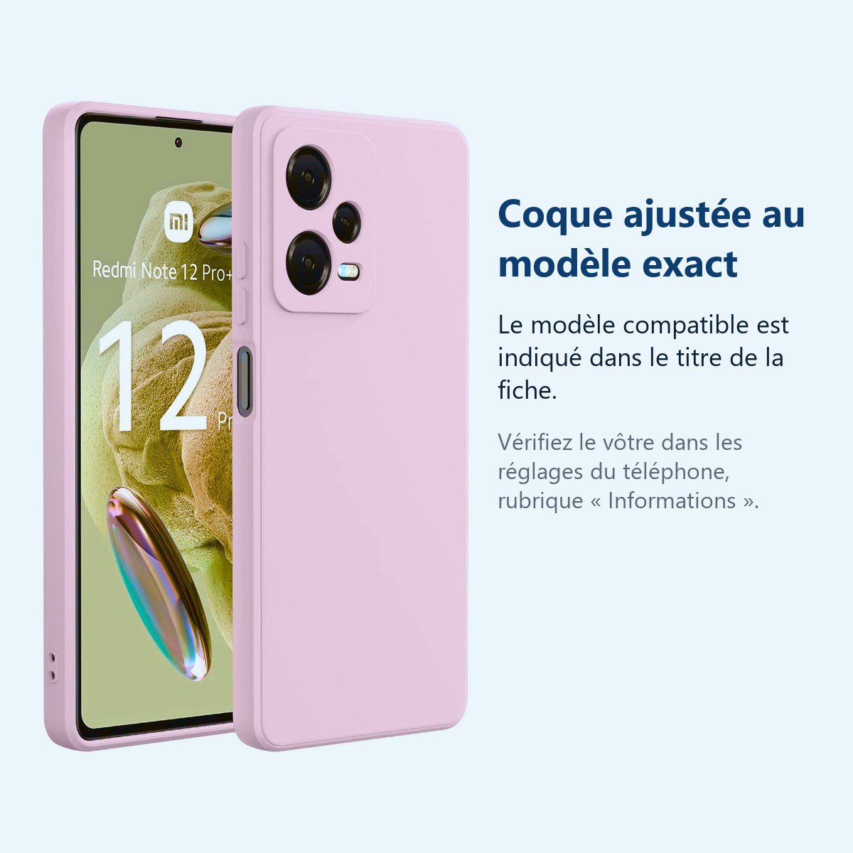 Accessoire ajusté au modèle exact – Coque Silicone Rose Pour Xiaomi Redmi Note 12 Pro Plus