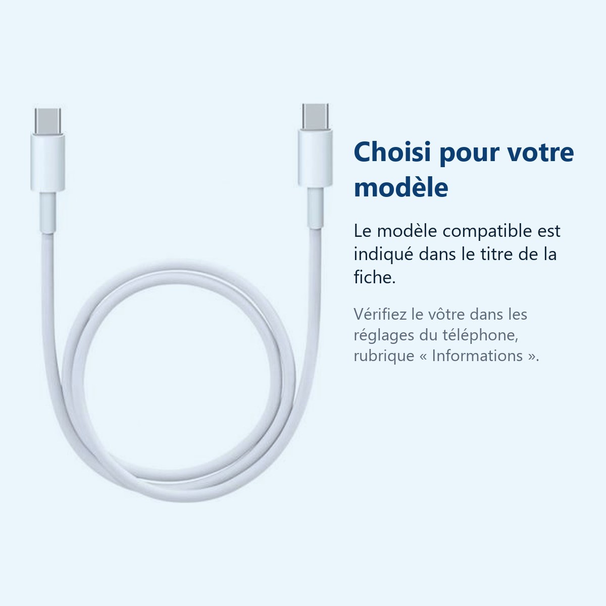 Accessoire ajusté au modèle exact – Cable USB-C USB-C 1m pour iPhone/MacBook / iMac / Mac mini