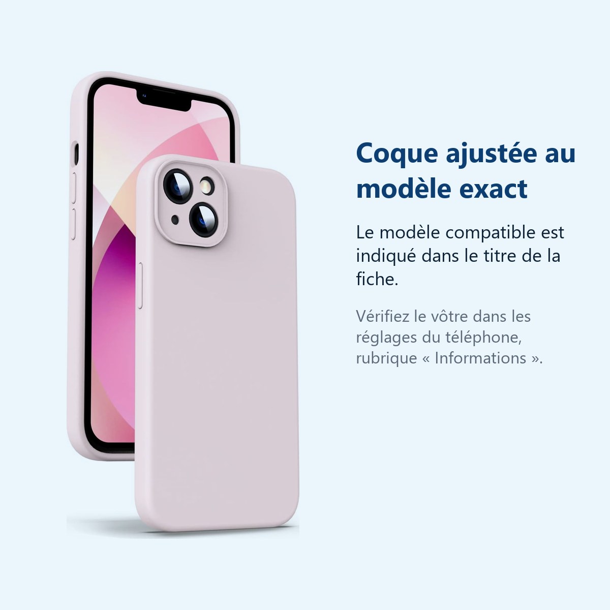 Accessoire ajusté au modèle exact – Coque Rose pour iPhone 13 Mini (5,4 pouces)