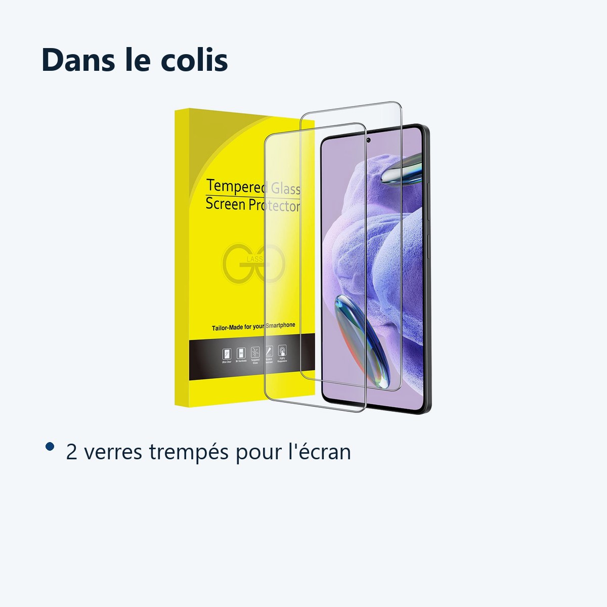 Contenu du colis – Verres Trempes X2 Pour Xiaomi Redmi Note 12 Pro Plus