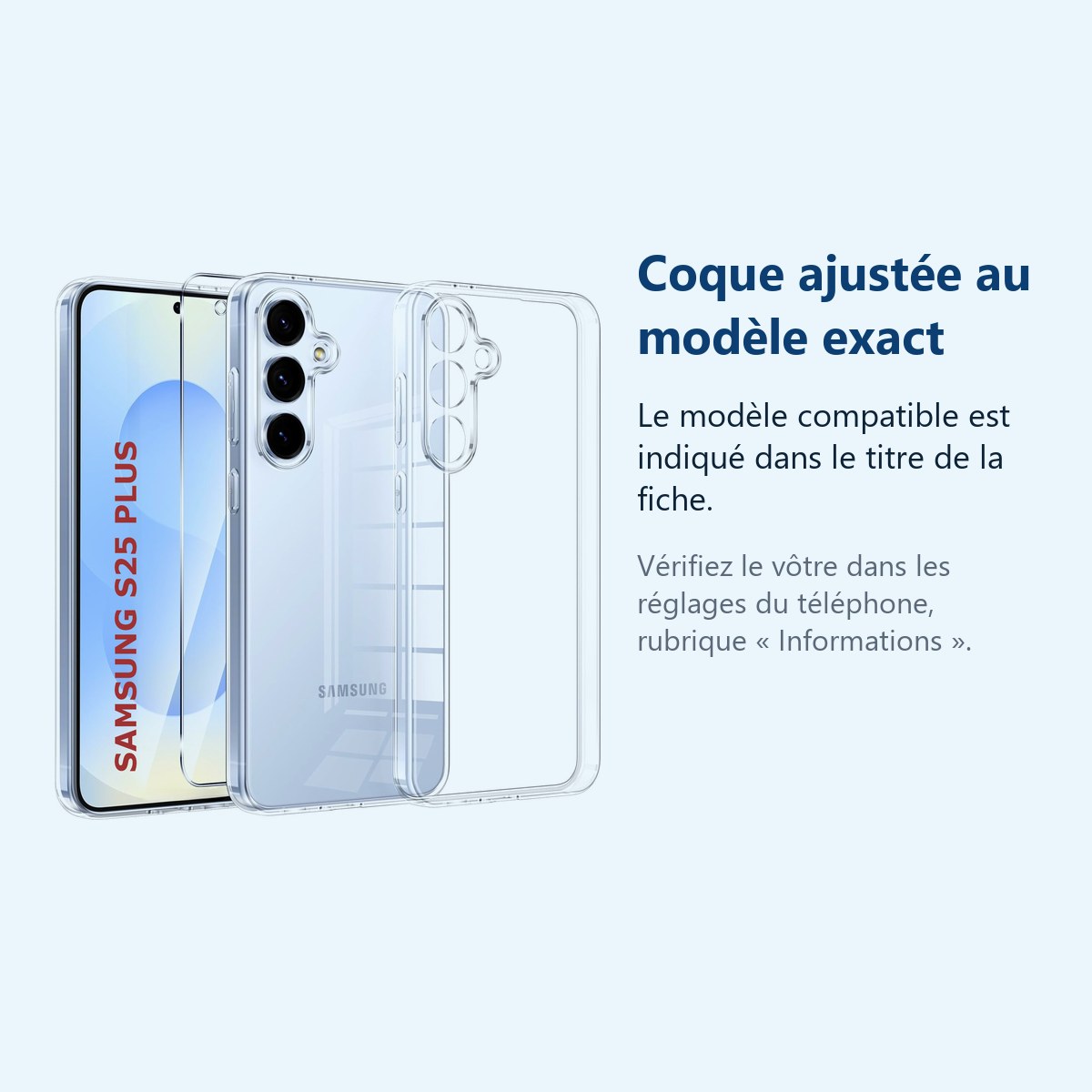 Accessoire ajusté au modèle exact – Coque Silicone Transparente + Verre Trempe Pour Samsung Galaxy S25 Plus