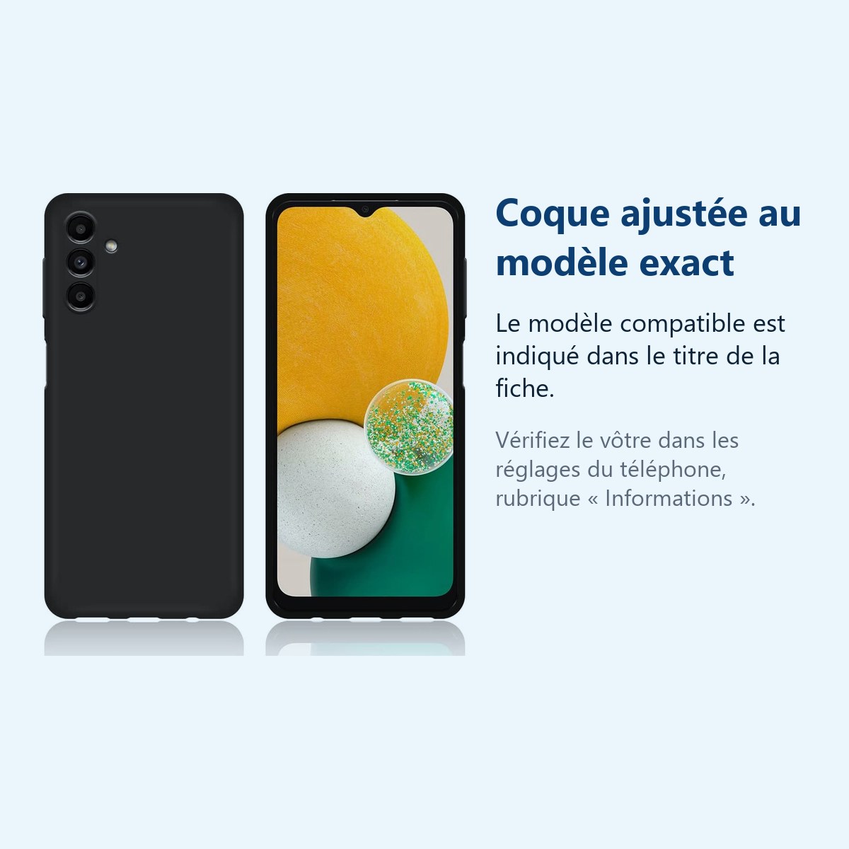 Accessoire ajusté au modèle exact – Coque Silicone Noir Pour Samsung A04S / A13 5G