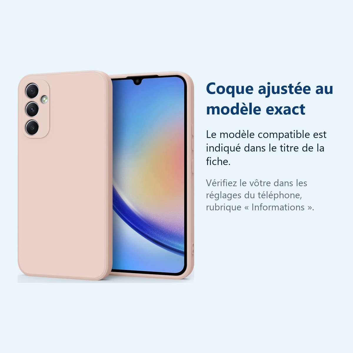 Accessoire ajusté au modèle exact – Coque Rose pour Samsung Galaxy A34 5G (6,6 pouces)