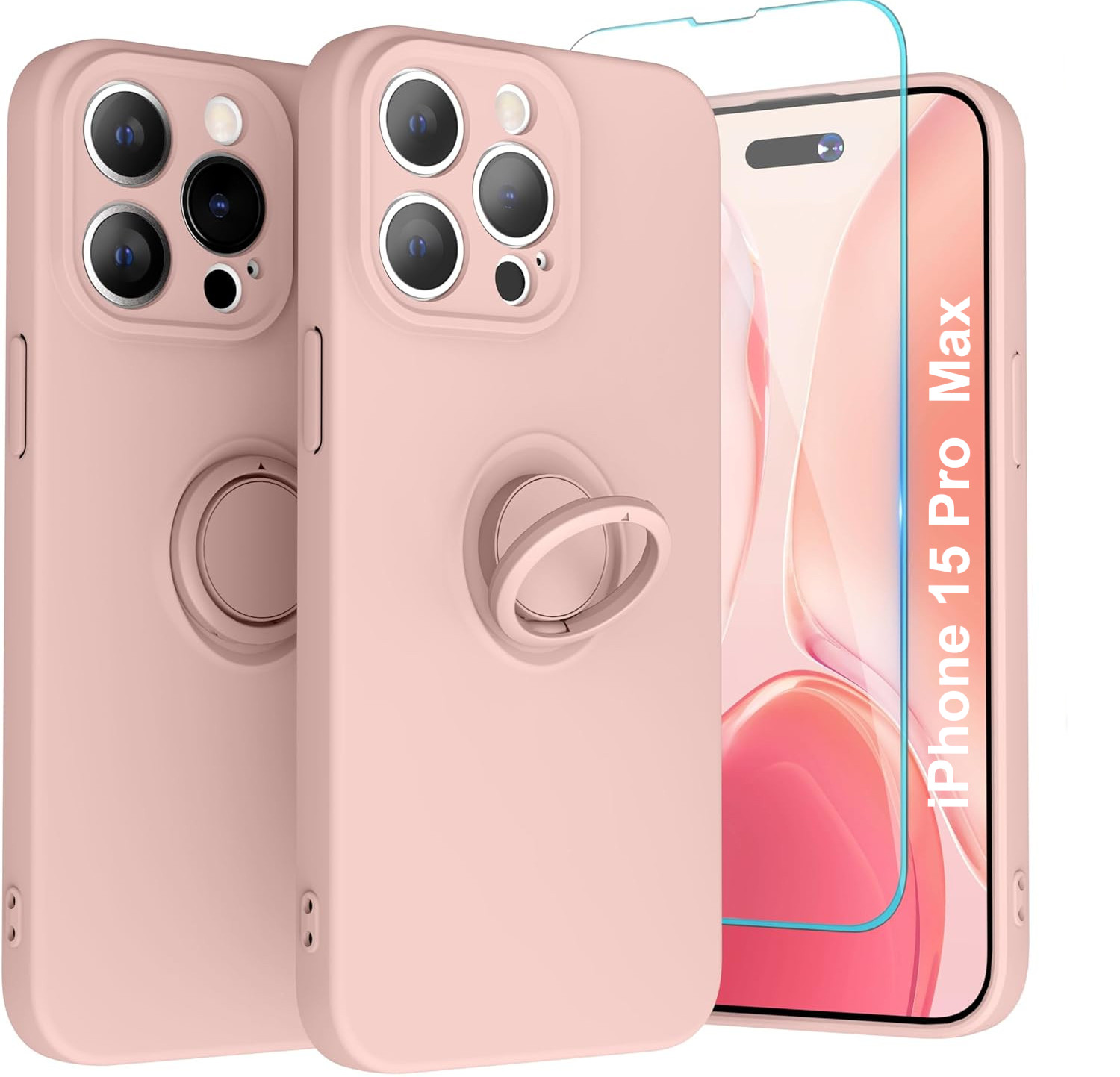 Coque iPhone 13 mini Pink Rose en silicone + Verre Trempé