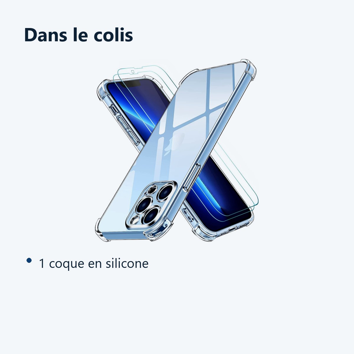 Contenu du colis – Coque Silicone Angles Renforces + 2 Vitres Protection Ecran Pour Apple iPhone 12 Pro Max