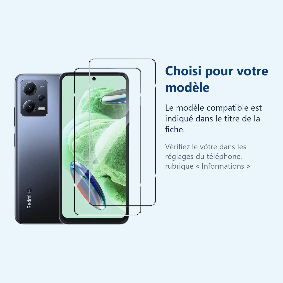 Accessoire ajusté au modèle exact – Verres Trempes X2 Pour Xiaomi Redmi Note 12 5G