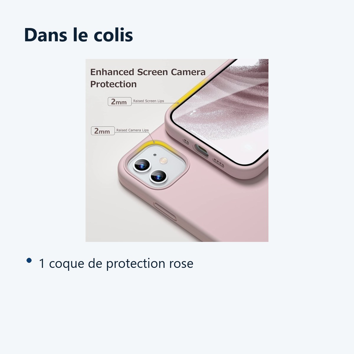 Contenu du colis – Coque Rose pour iPhone 12 Mini (5,4 pouces)