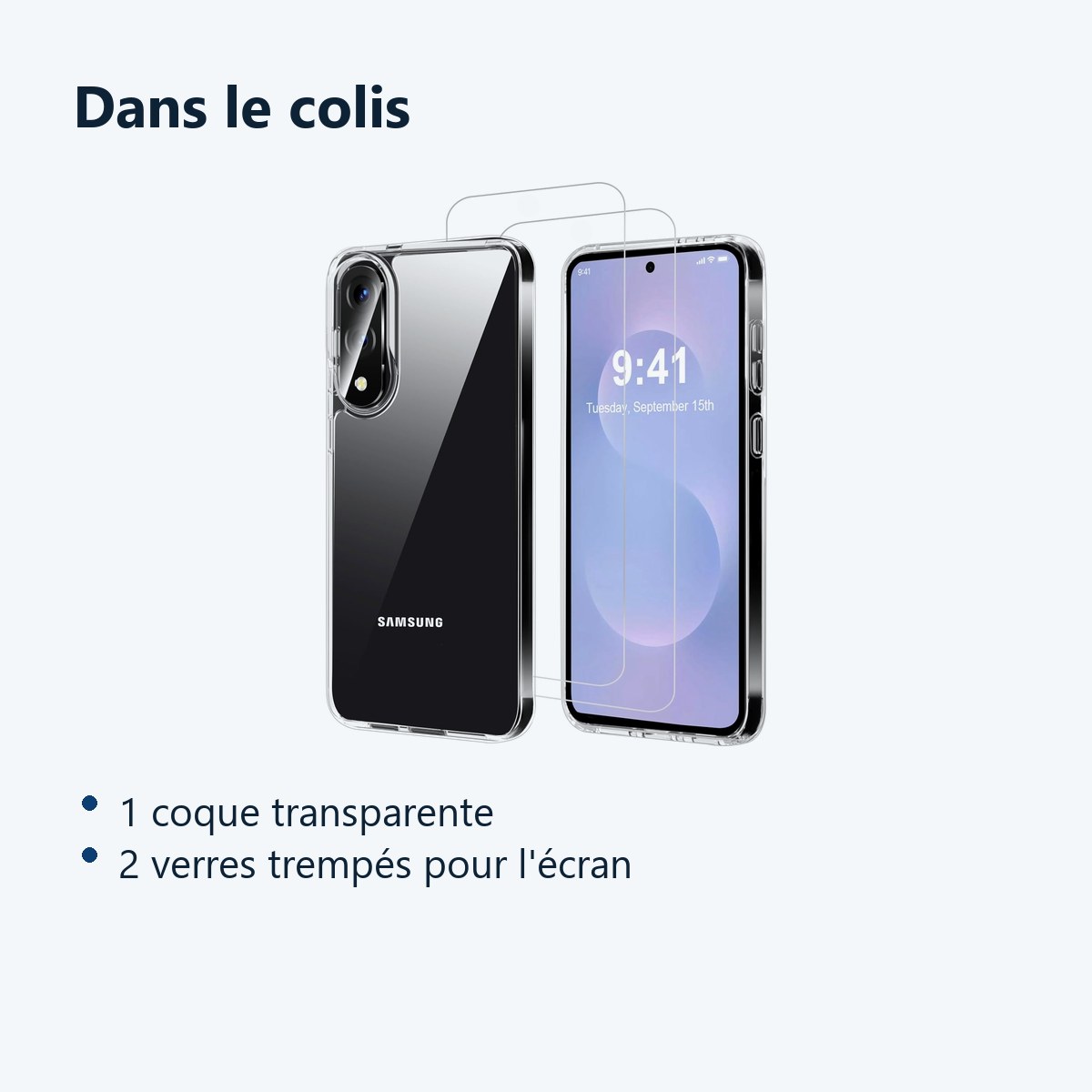 Contenu du colis – Coque Silicone Transparente + 2 Verres Trempes Pour Samsung Galaxy S25 Edge
