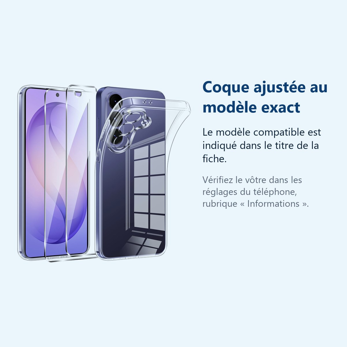 Accessoire ajusté au modèle exact – Coque Silicone Transparente + 2 Verres Trempes Pour Samsung Galaxy S26 Plus
