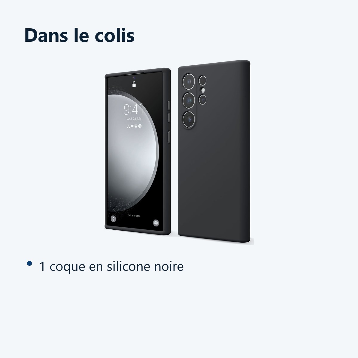 Contenu du colis – Coque Pour Samsung Galaxy S24 Ultra Silicone Noir