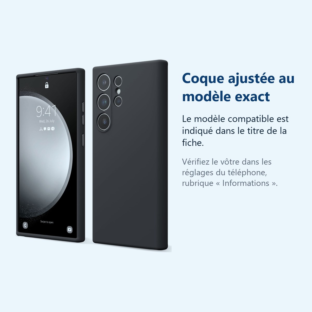 Accessoire ajusté au modèle exact – Coque Pour Samsung Galaxy S24 Ultra Silicone Noir