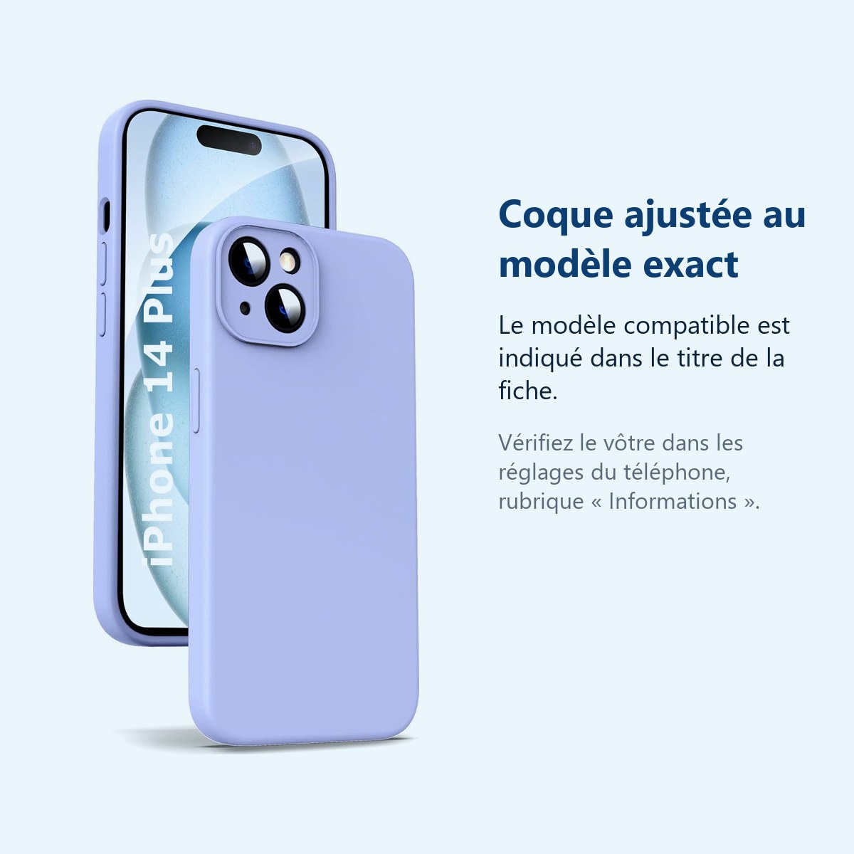 Accessoire ajusté au modèle exact – Coque Silicone Violet Pour iPhone 14 Plus