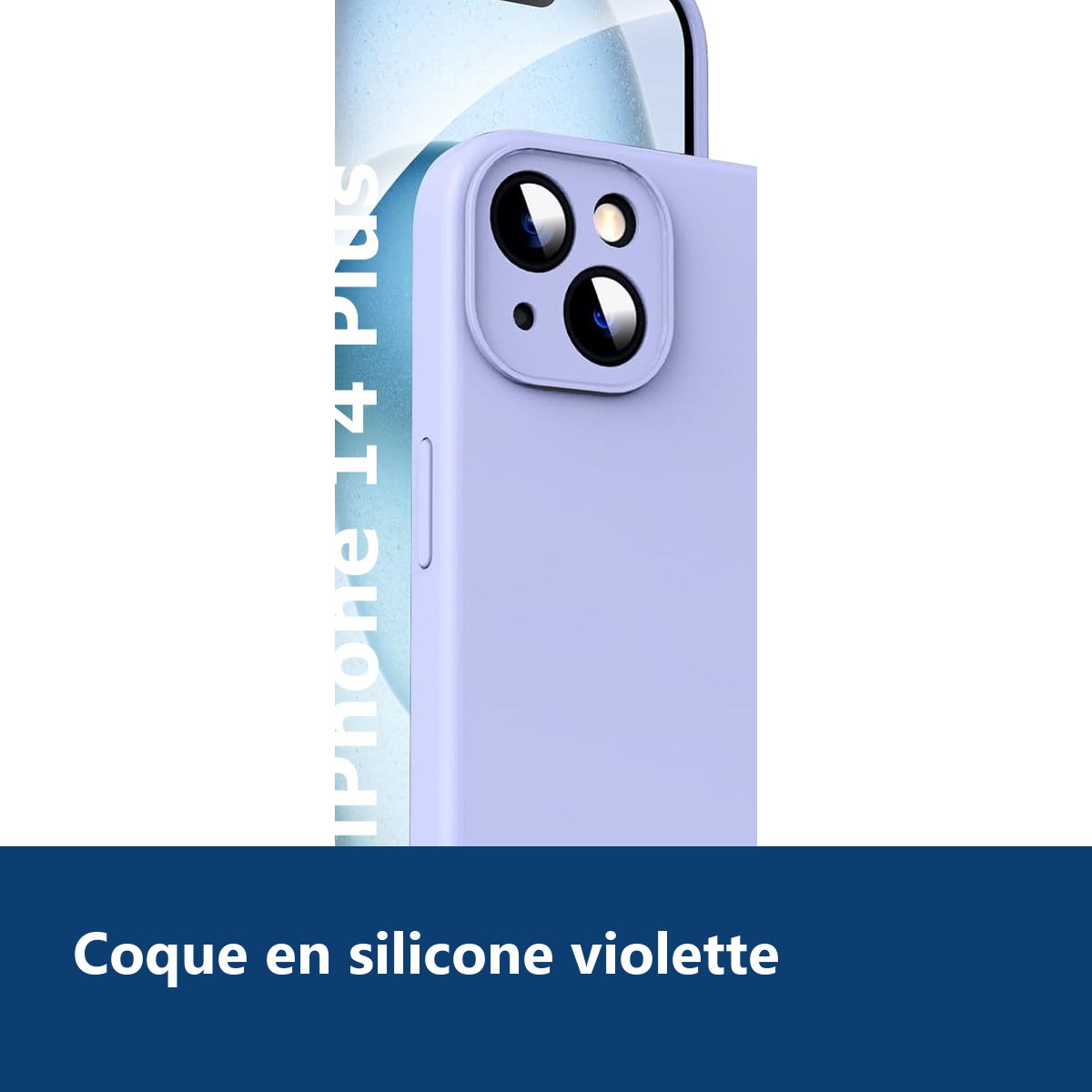 Vue de détail – Coque Silicone Violet Pour iPhone 14 Plus