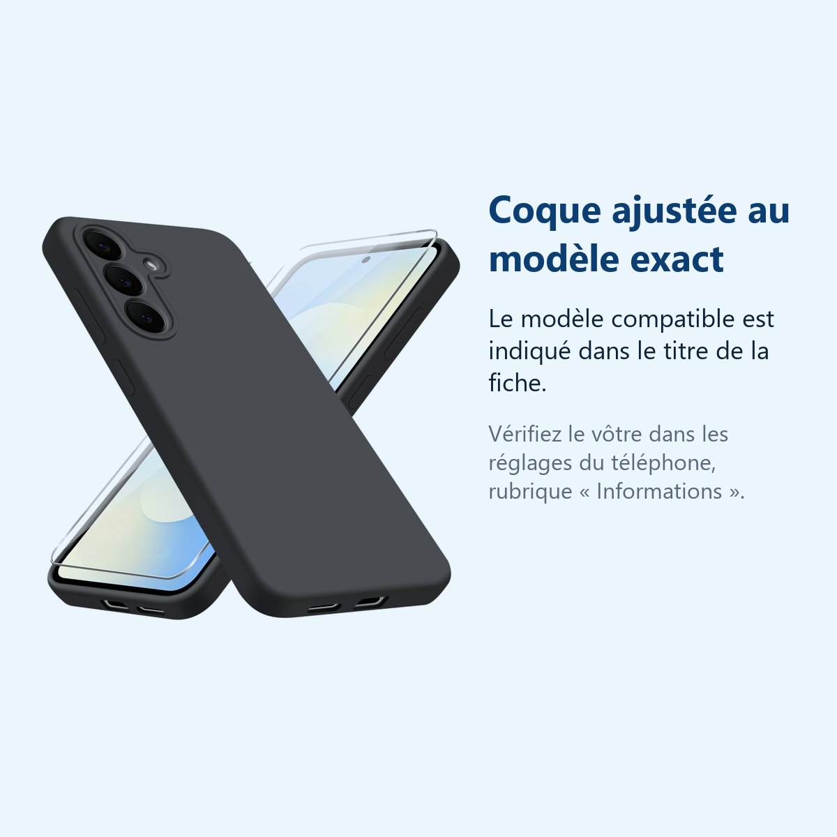 Accessoire ajusté au modèle exact – Coque Pour Samsung Galaxy S25 FE Silicone Noir + Verre Trempe