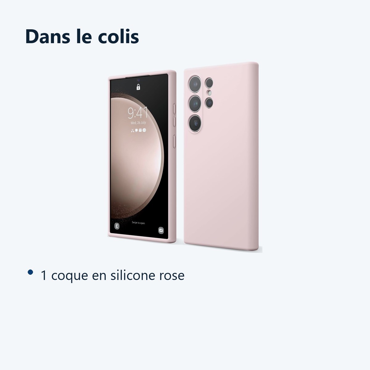 Contenu du colis – Coque Pour Samsung Galaxy S24 Ultra Silicone Rose