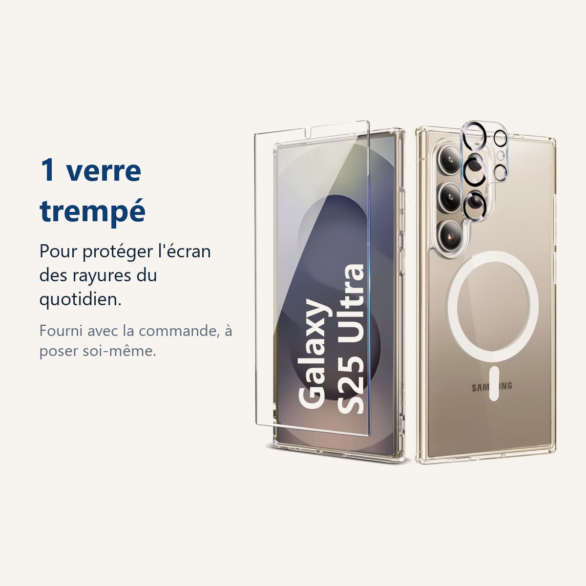 Verre trempé pour protéger lécran – Coque Silicone Transparente Compatible Magsafe + Verre Trempes et Protection Camera Arri