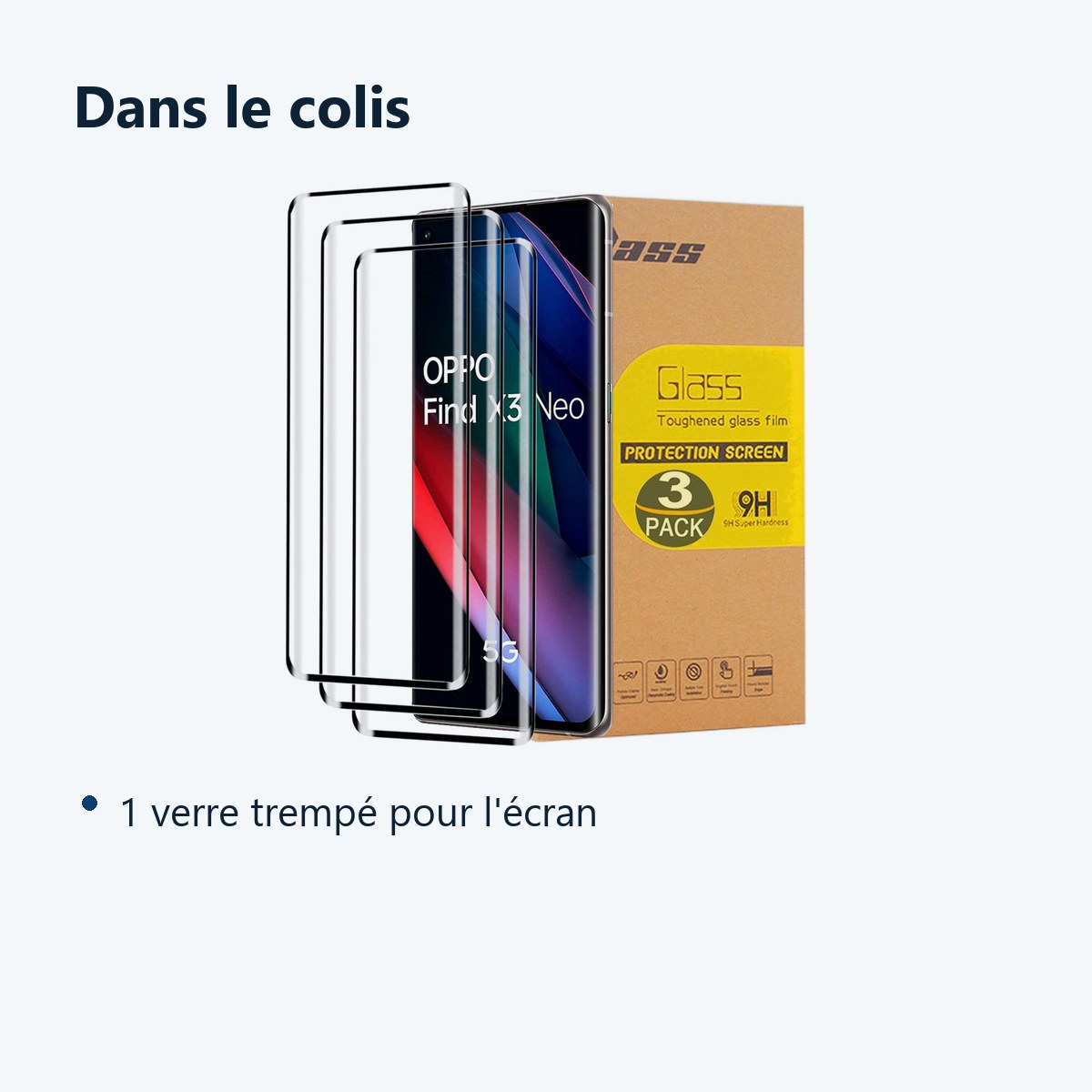 Contenu du colis – Verres Trempe X3 Pour Oppo Find X3 Neo