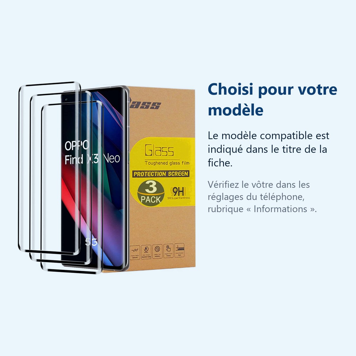 Accessoire ajusté au modèle exact – Verres Trempe X3 Pour Oppo Find X3 Neo