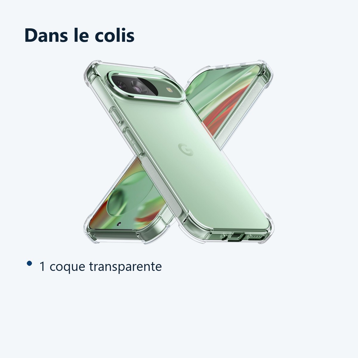 Contenu du colis – Coque Silicone Transparente Angles Renforces Pour Google Pixel 9 / 9 Pro