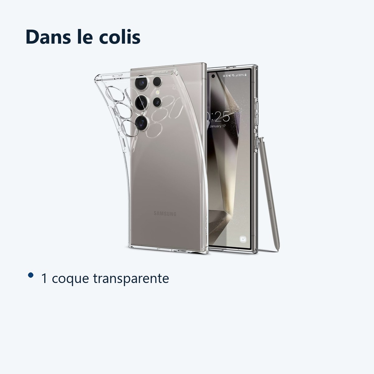 Contenu du colis – Coque Silicone Transparente Pour Samsung Galaxy S24 Ultra