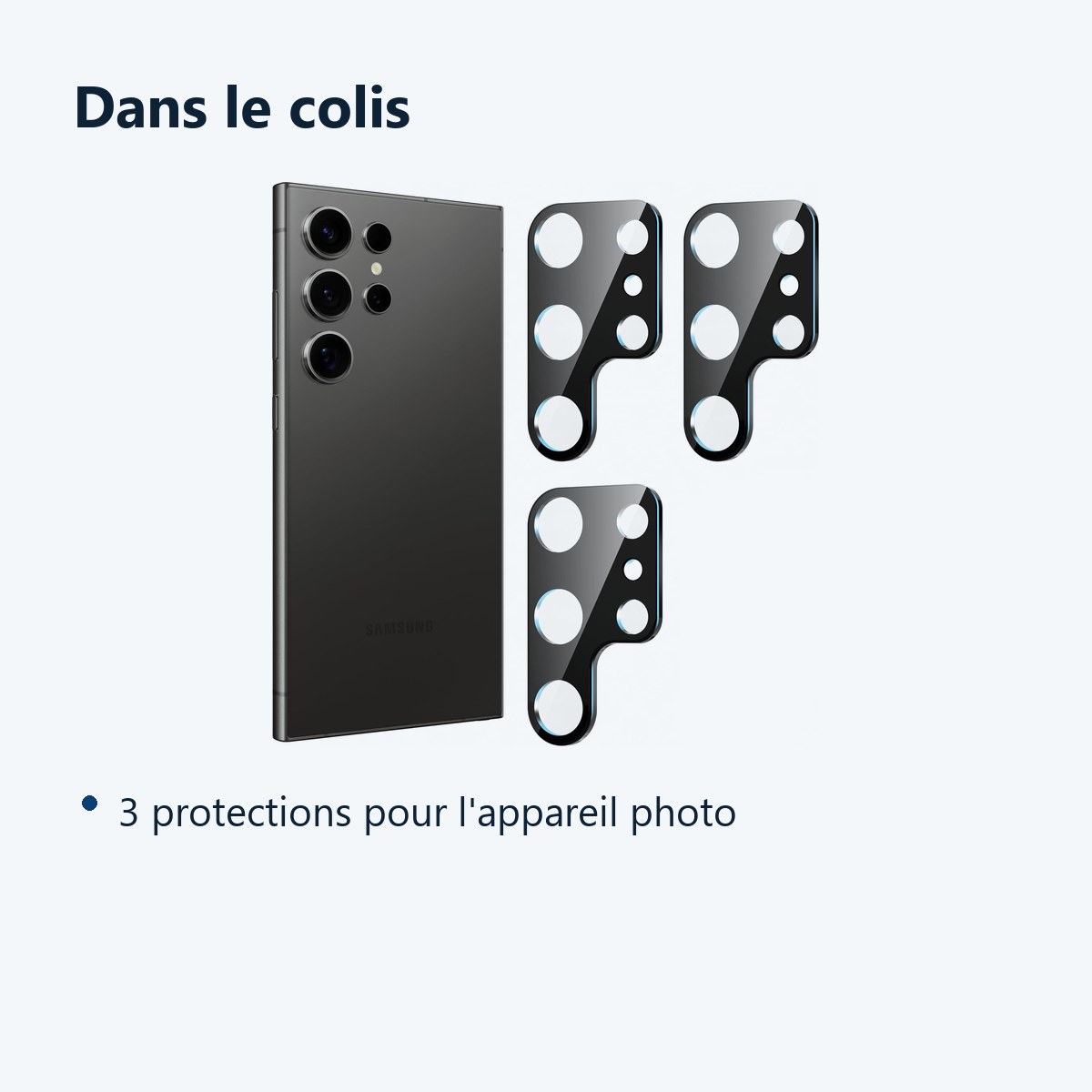Contenu du colis – Verres Protection Camera Arriere X3 Pour Samsung Galaxy S24 Ultra