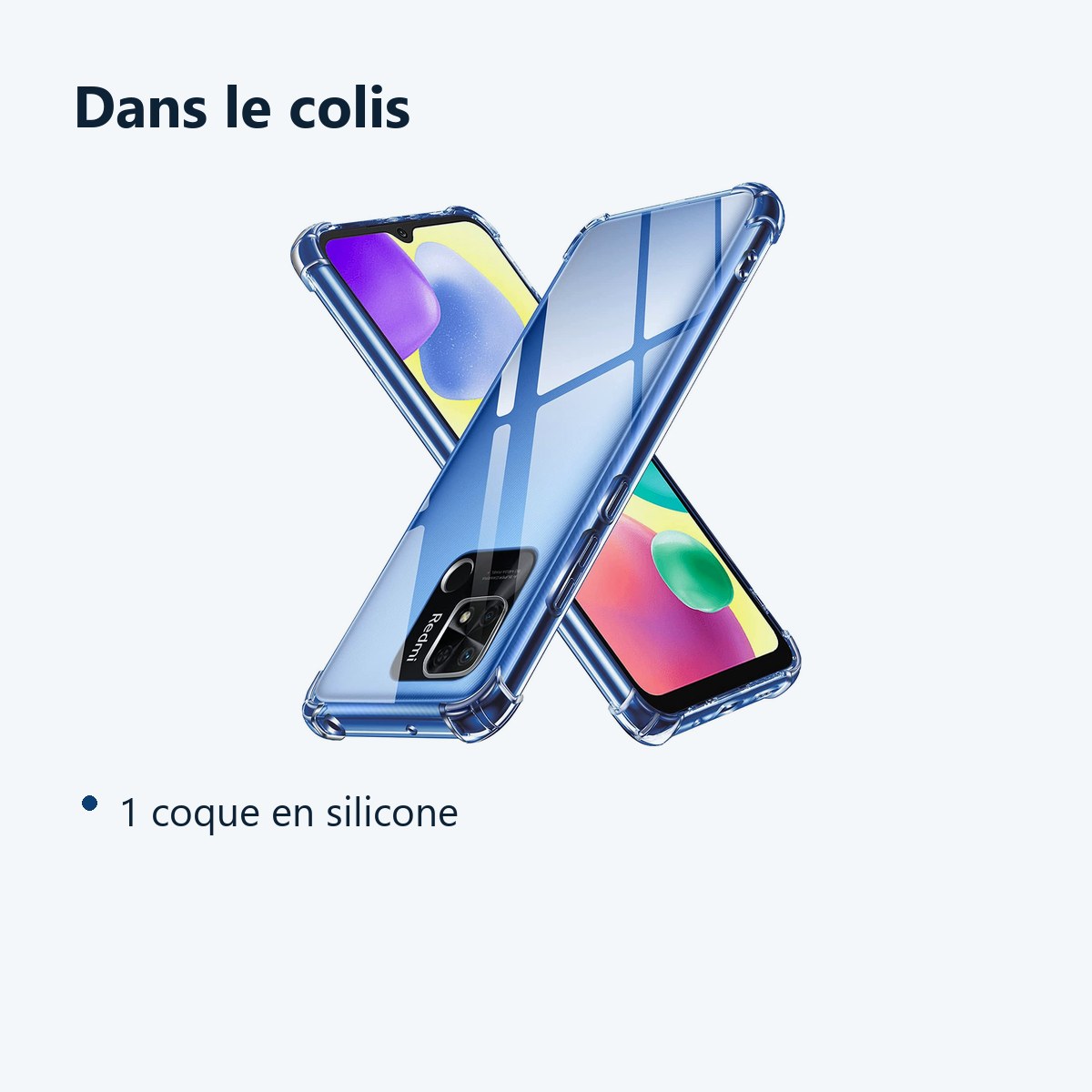Contenu du colis – Coque Pour Xiaomi Redmi 10A Silicone 4 Coins Renforces